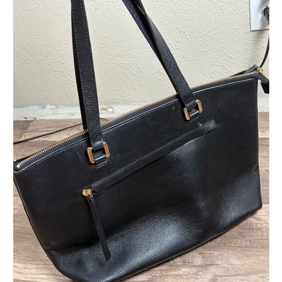 Nordstrom Handbags - Nordstrom Black Leather Shoulder Bag Classic Neutral Minimalist Top Handle Purse